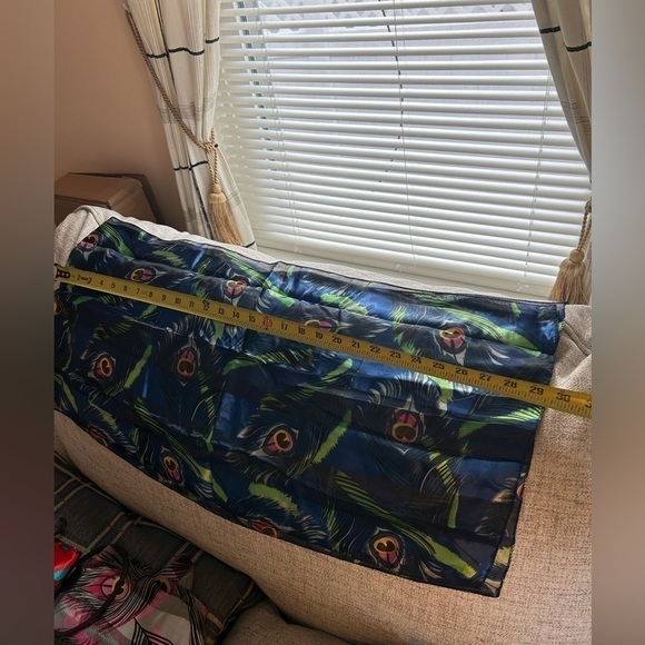 Beautiful Green and Blue Peacock Satin Scarf 100% Polyester 60ins by 12 … - Picture 3 of 5